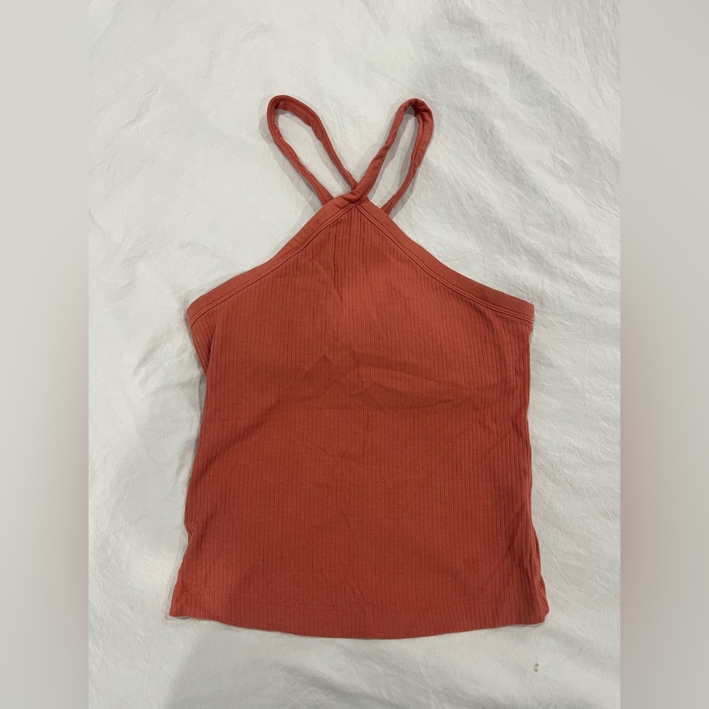 Orange cross cross halter top #halterneck